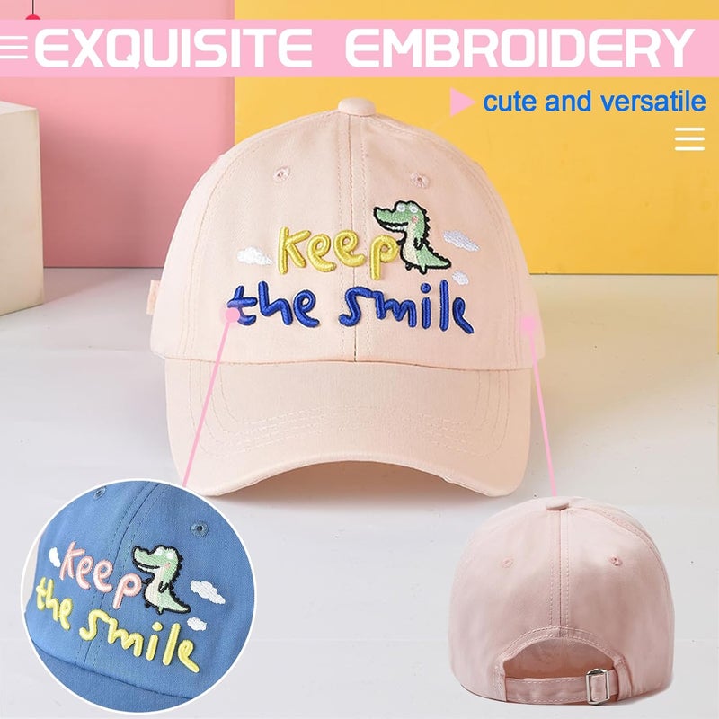 viofre Embroidery Kids Girls Baseball Hat Pink Cotton Kids Hats Toddler Girl Girls Baseball Cap Cute Toddler Sun Ball Cap Girl Hats - Image 5
